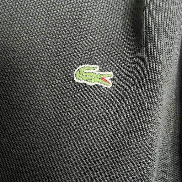 Lacoste Mens Quarter Zip Pullover Sweater Black Blue Collar Size L - Picture 2 of 6